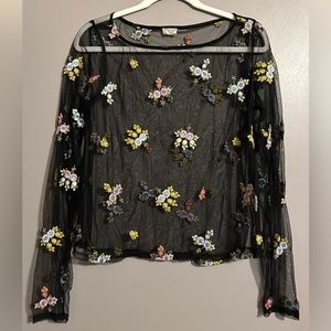 Free People Intimately, Mesh Top With Embroidered Flowers